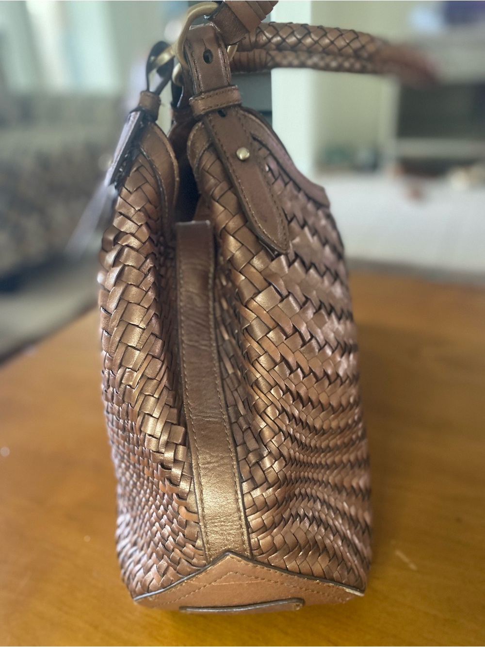 Cole Haan Woven Leather Shoulder Bag in Brown - Picture 4 of 7